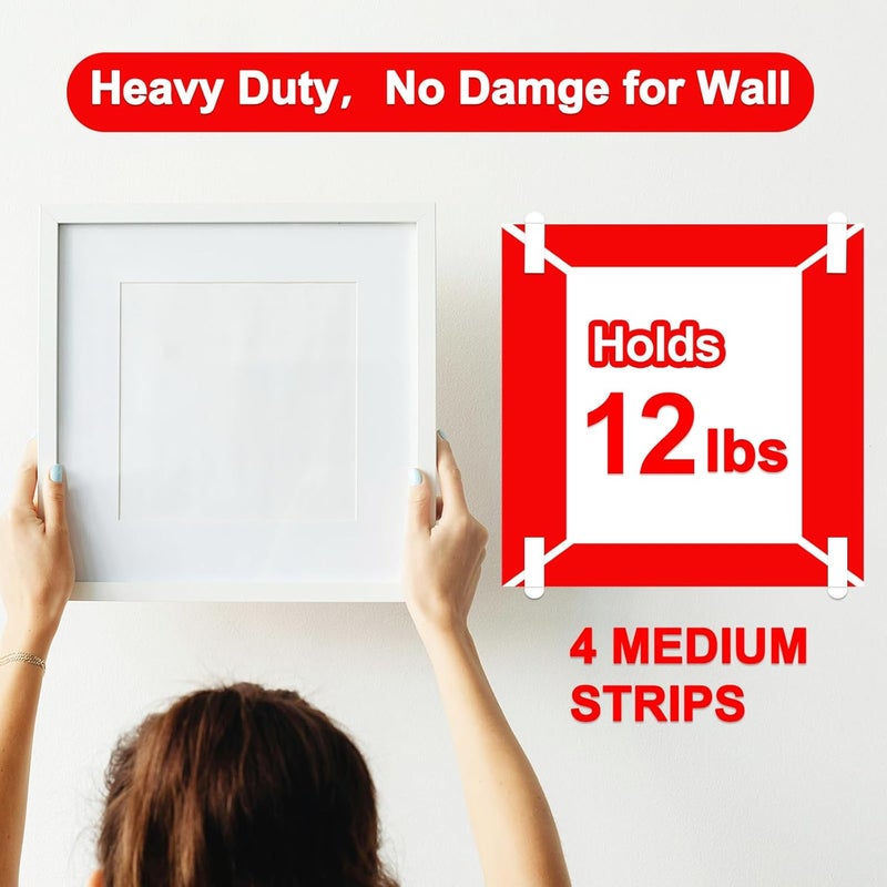 Sinfuo 48 Medium Picture Tape for Walls No Damage, Adhesive Strips for Wall Hooks, Removable Picture Hanging Strips, Residue Free Tape Home Double Sided Tape Heavy Duty Variety Pack - Image 3